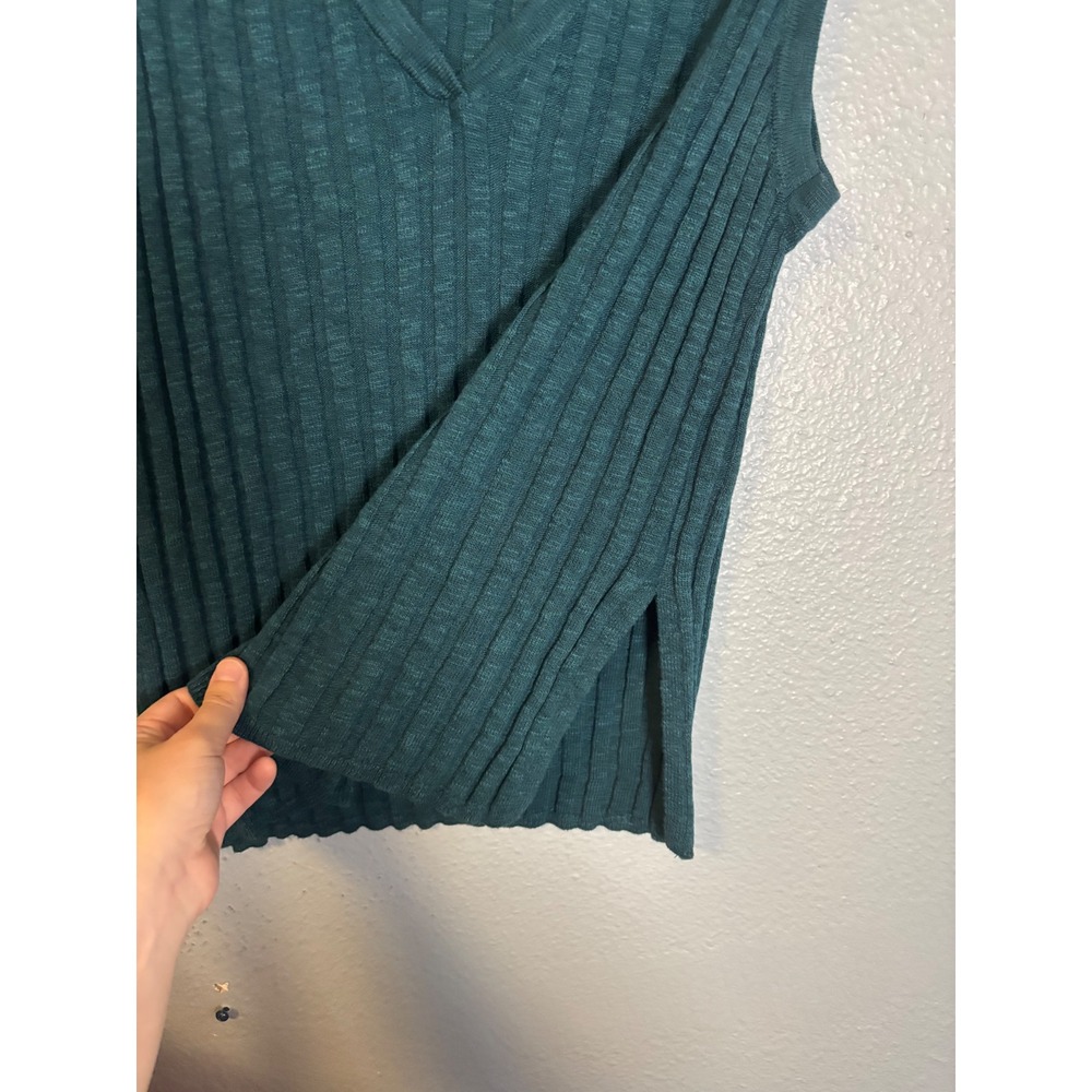 Free People Beach Veda Ribbed Knit V-Neck Sweater Vest Teal Green Small - Picture 5 of 7